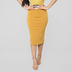 Fashion Nova Mustard Midi Skirt